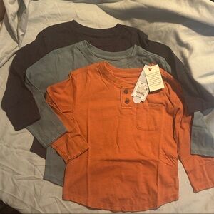 Set of Three Long Sleeve Cat & Jack Size 2T - Orange, Light Blue & Navy colors